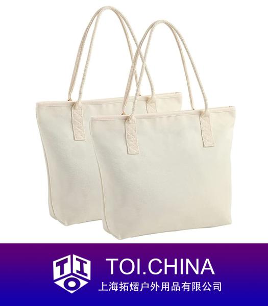 Canvas Tote Bag, Crossbody Reusable Grocery Shopping Bag