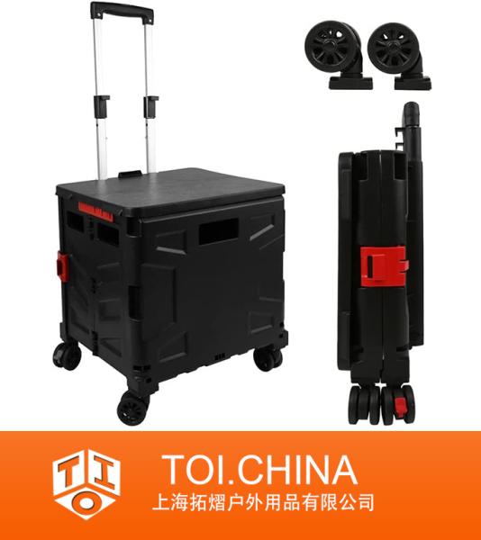 Foldable Rolling Crate, Portable Teacher Cart