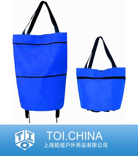Foldable Shopping Pull Cart, Large Waterproof Storage Bag
