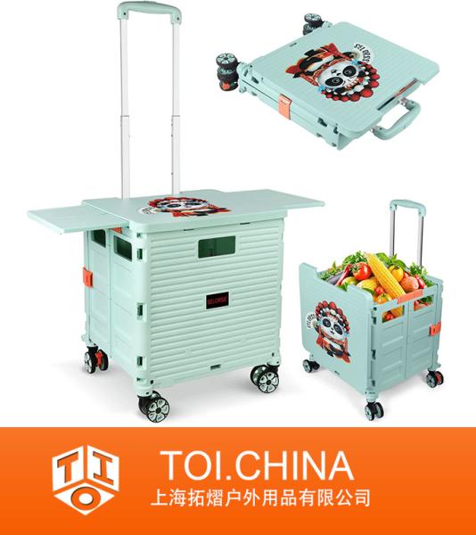 Foldable Utility Cart, Collapsible Portable Crate, Rolling Cart