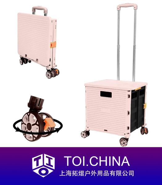 Foldable Utility Cart, Folding Portable Rolling Crate