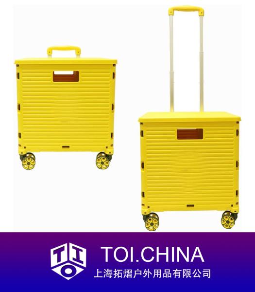 Foldable Utility Cart, Folding Portable Rolling Crate