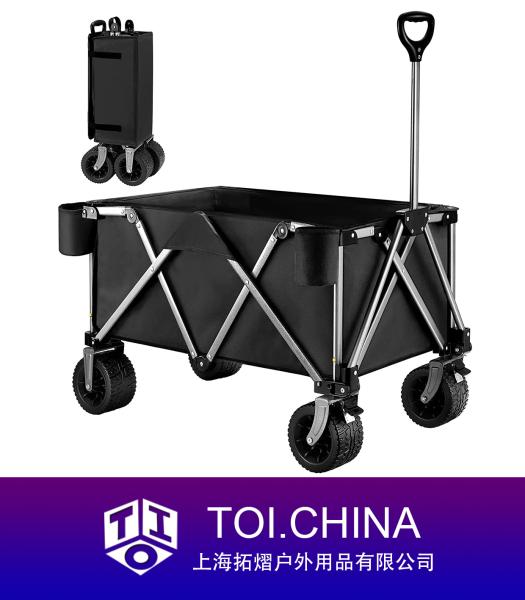 Heavy Duty Folding Wagon Cart,Portable Large Capacity Beach Wagon