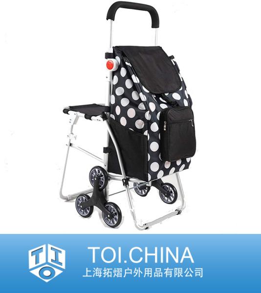 Lightweight Shopping Trolley, Folding Polka Dot Shopping Trolley