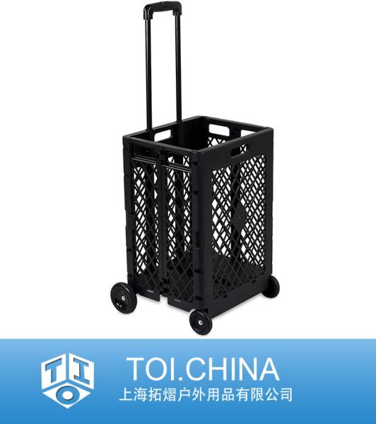 Mesh Rolling Utility Cart, Folding and Collapsible Hand Crate