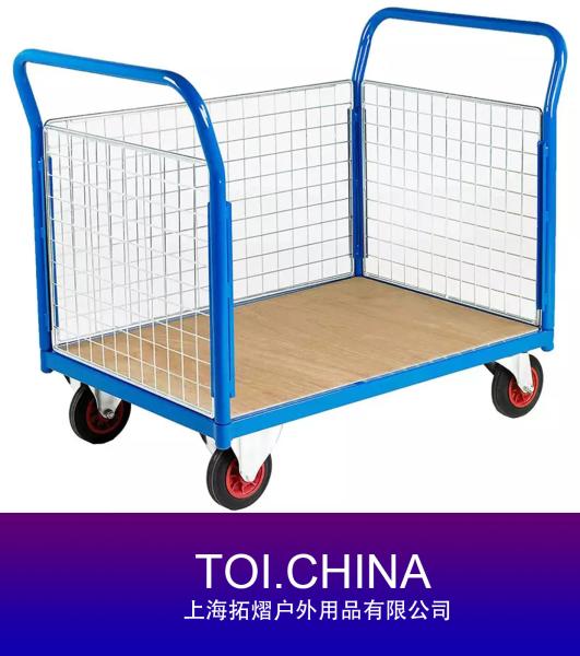 Picking Hand Cart, Flatbed Steel Wire Mesh Cart
