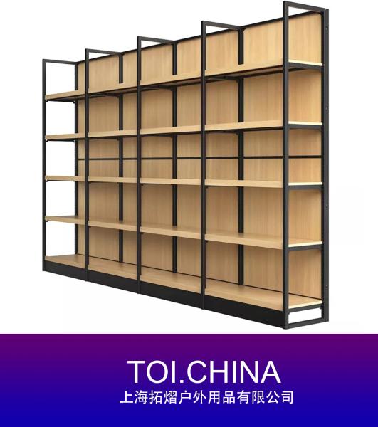 Wooden Supermarket Shelves, Metal Display Racks